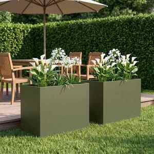 Imagine vidaXL Vază pentru Grădină 2 buc. Verde măsliniu 50 x 40 x 50 cm