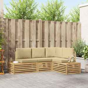 Imagine vidaXL Set de canapele de exterior 4 Bucată Alb Lemn Solid de Acacia