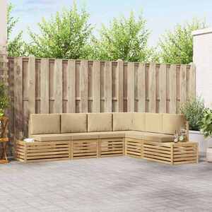 Imagine vidaXL Set de canapele de exterior cu pernă 6 Bucată Alb și Bej