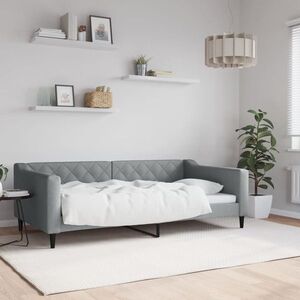 Imagine vidaXL Cadru de pat, gri deschis, 100x190 cm, material textil