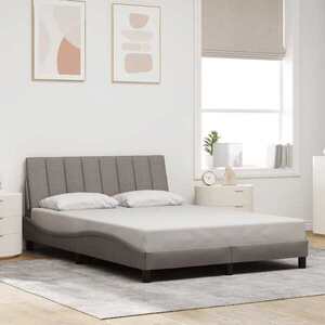 Imagine vidaXL Cadru de pat fără saltea, Hanko, gri taupe, 140x200 cm, textil