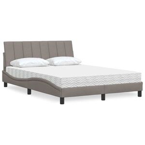 Imagine vidaXL Pat cu saltea, Hanko, gri taupe, 140x200 cm, textil