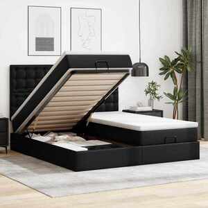 Imagine vidaXL Cadru de pat otoman saltele Negru 160x200cm piele artificială