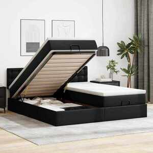 Imagine vidaXL Cadru de pat otoman saltele Negru 160x200cm piele artificială