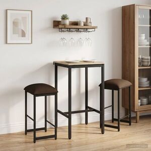 Imagine vidaXL Scaun de bar 2 buc. Gri taupe 40 x 32 x 64 cm Lemn prelucrat