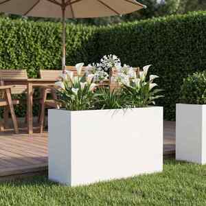 Imagine vidaXL Vază pentru Grădină Alb 80 x 30 x 40 cm Oțel laminat la rece