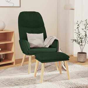 Imagine vidaXL Scaun de relaxare cu taburet, verde închis, catifea