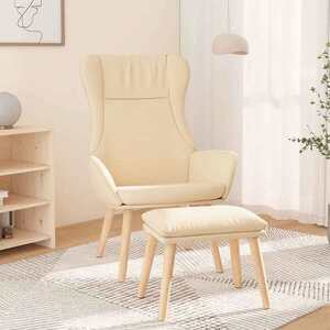 Imagine vidaXL Scaun de relaxare cu taburet, crem, textil