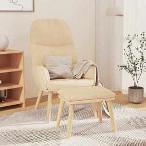 Imagine vidaXL Scaun de relaxare cu taburet, crem, textil