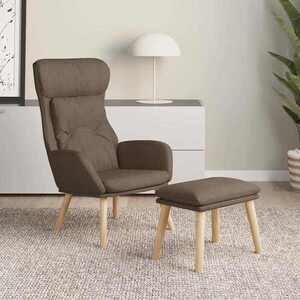 Imagine vidaXL Scaun de relaxare cu taburet, gri taupe, textil