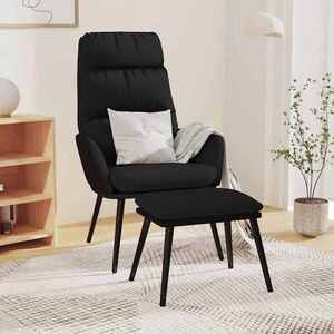 Imagine vidaXL Scaun de relaxare cu taburet, crem, textil și piele ecologică