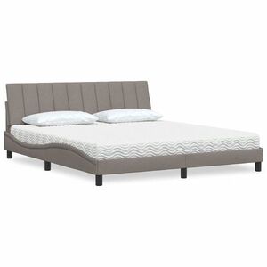 Imagine vidaXL Pat cu saltea, Hanko, gri taupe, 180x200 cm, textil