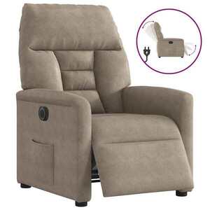 Imagine vidaXL Fotoliu rabatabil electric, gri taupe, microfibră