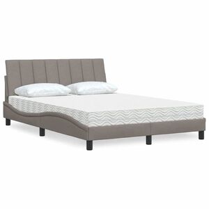 Imagine vidaXL Pat cu saltea, Hanko, gri taupe, 120x200 cm, textil
