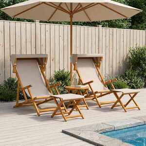 Imagine vidaXL Scaun de plajă 4 pcs 3 Poziție Lemn de eucalipt masiv Bej