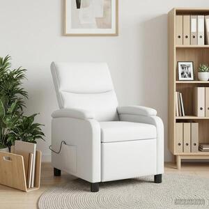 Imagine vidaXL Reclinabil cu masaj Alb Piele artificială