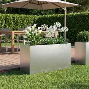 Imagine vidaXL Vază pentru Grădină Argintiu 100 x 30 x 40 cm Oțel Galvanizat