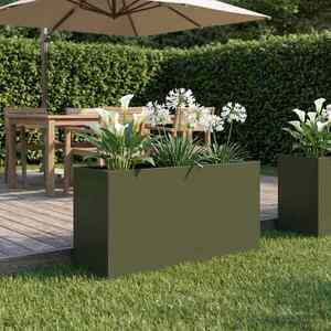 Imagine vidaXL Vază pentru Grădină Verde măsliniu 100 x 30 x 40 cm