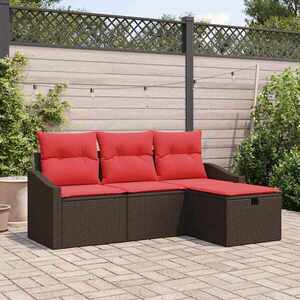 Imagine vidaXL Set de canapea 4 buc. Maro Rattan poli