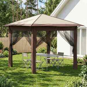 Imagine vidaXL Gazebo cu 4 Pereți Laterali 2, 6 x 2, 6 m Crem și Marron