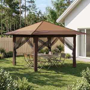 Imagine vidaXL Gazebo cu 4 Pereți Laterali 3, 3 x 3, 3 m Bej și Maro
