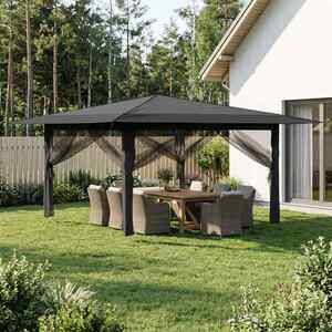 Imagine vidaXL Gazebo cu 4 pereți laterali 4 x 4 m Gri deschis și antracit