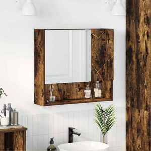 Imagine vidaXL Dulap cu oglindă Stejar fumuriu 59 x 17 x 55 cm Lemn prelucrat