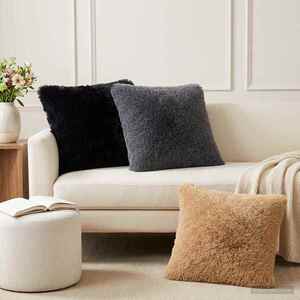Imagine vidaXL Husă pentru pernă 6 pcs HEERLEN Negru 55 x 55 cm Fleece PV