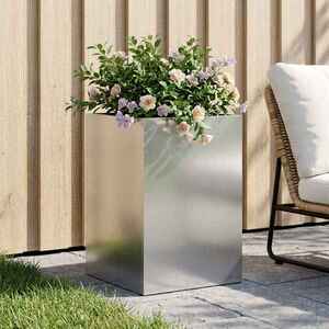 Imagine vidaXL Vază pentru Grădină Argintiu 40 x 40 x 60 cm Oțel Galvanizat