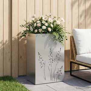 Imagine vidaXL Vază pentru Grădină Argintiu 50 x 30 x 75 cm Oţel inoxidabil