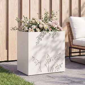 Imagine vidaXL Vază pentru Grădină Alb 50 x 30 x 49 cm Oțel laminat la rece