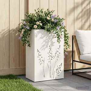 Imagine vidaXL Vază pentru Grădină Alb 50 x 30 x 75 cm Oțel laminat la rece