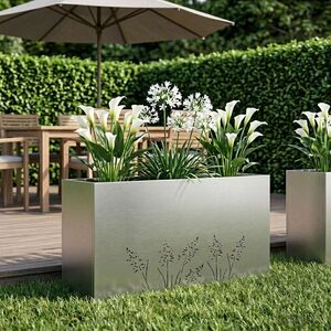 Imagine vidaXL Vază pentru Grădină Argintiu 100 x 20 x 49 cm Oţel inoxidabil