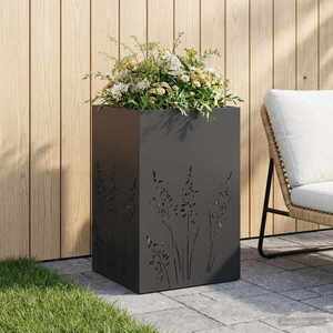 Imagine vidaXL Vază pentru Grădină Negru 50 x 50 x 75 cm Oțel laminat la rece