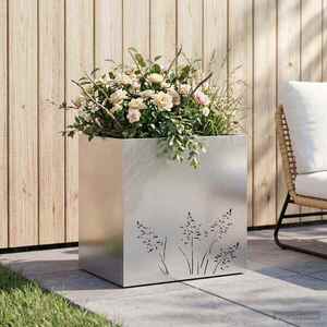 Imagine vidaXL Vază pentru Grădină Argintiu 50 x 30 x 49 cm Oțel Galvanizat