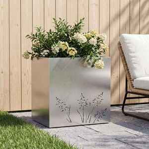Imagine vidaXL Vază pentru Grădină Argintiu 50 x 30 x 49 cm Oţel inoxidabil