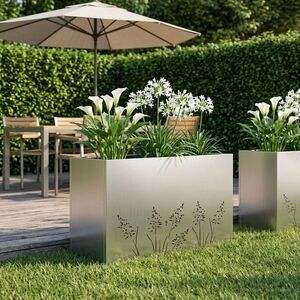 Imagine vidaXL Vază pentru Grădină Argintiu 80 x 20 x 49 cm Oţel inoxidabil