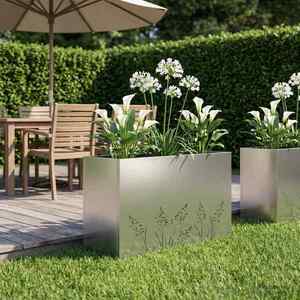 Imagine vidaXL Vază pentru Grădină Argintiu 80 x 30 x 49 cm Oțel Galvanizat