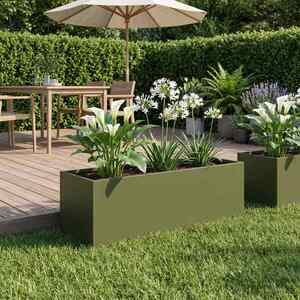 Imagine vidaXL Vază pentru Grădină Verde măsliniu 60 x 20 x 20 cm