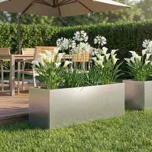 Imagine vidaXL Vază pentru Grădină Argintiu 40 x 20 x 20 cm Oțel Galvanizat