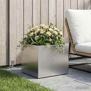 Imagine vidaXL Vază pentru Grădină Argintiu 40 x 30 x 30 cm Oțel Galvanizat