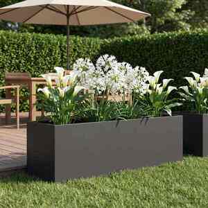 Imagine vidaXL Vază pentru Grădină Negru 100 x 30 x 30 cm Oțel laminat la rece