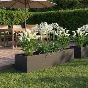 Imagine vidaXL Vază pentru Grădină Negru 80 x 20 x 20 cm Oțel laminat la rece
