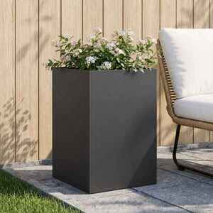 Imagine vidaXL Vază pentru Grădină Negru 40 x 40 x 75 cm Oțel laminat la rece