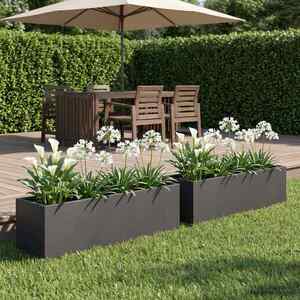 Imagine vidaXL Vază pentru Grădină 2 buc. Negru 80 x 20 x 20 cm
