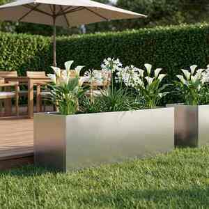 Imagine vidaXL Vază pentru Grădină Argintiu 100 x 30 x 30 cm Oţel inoxidabil