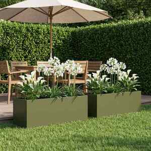 Imagine vidaXL Vază pentru Grădină 2 buc. Verde măsliniu 80 x 30 x 30 cm