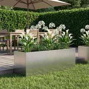 Imagine vidaXL Vază pentru Grădină Argintiu 100 x 30 x 30 cm Oțel Galvanizat
