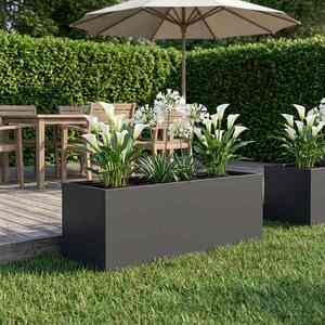 Imagine vidaXL Vază pentru Grădină Negru 60 x 20 x 20 cm Oțel laminat la rece