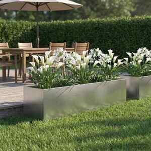 Imagine vidaXL Vază pentru Grădină Argintiu 100 x 20 x 20 cm Oţel inoxidabil